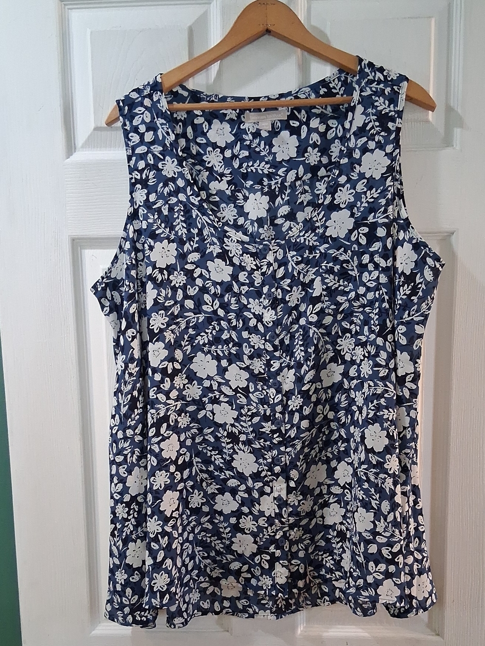 Woman Within Navy Blue Floral Sleeveless Camisole